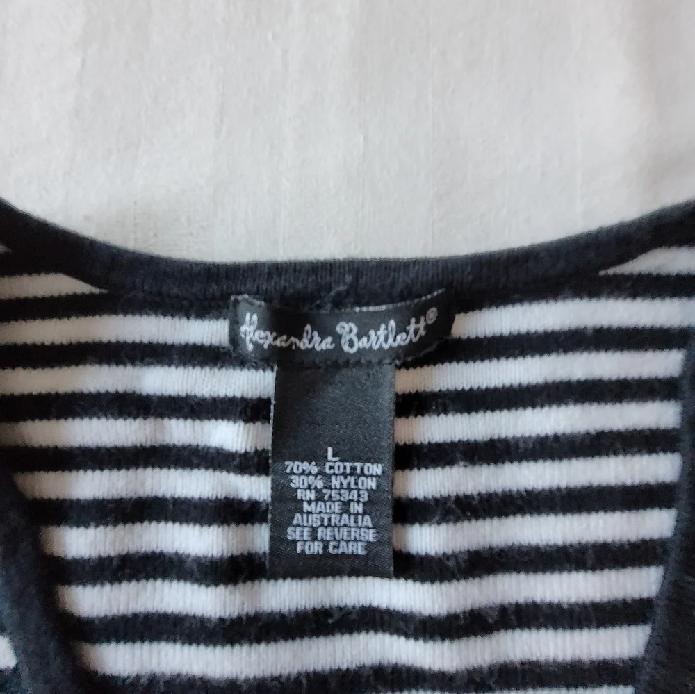 Alexandra Bartlett Black and White Striped Top - Picture 2 of 11